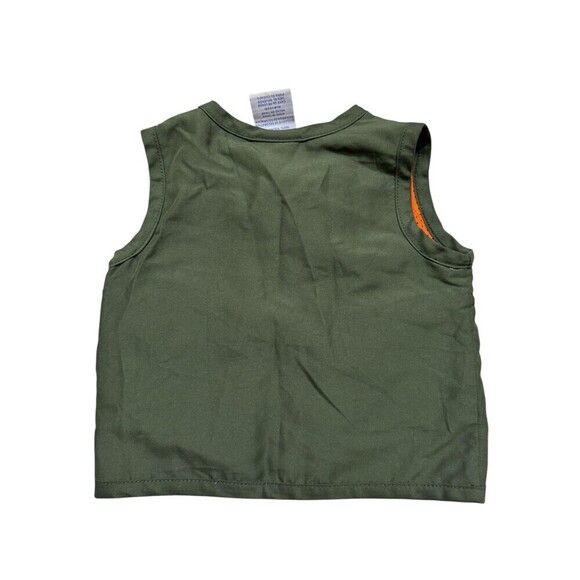 Vintage Boyz Nannette Vest Green Embroidered Jungle Safari Baby Boy 6-9M - Picture 2 of 4